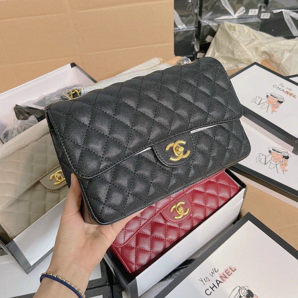 Túi đeo chéo Chan clas SP da caviar đủ 2 tag size 25 Fullbox/Túi xách Chan clas SP da hạt đủ 2 tag Fullbox size 25
