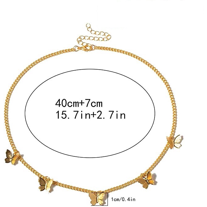 Bộ vòng cổ + Bông Tai Mạ Vàng / Bạc Hình Bướm Cổ Điển