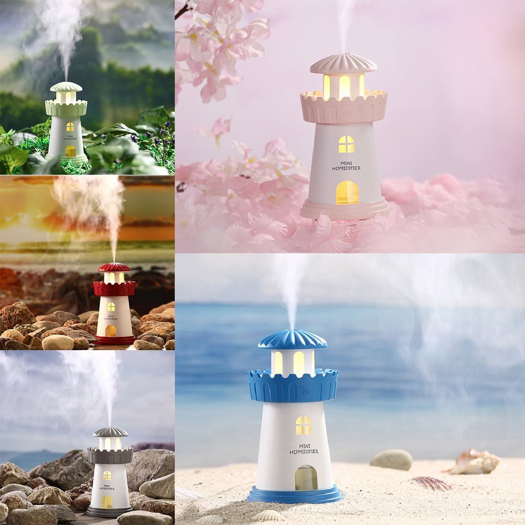 Máy xông tinh dầu phun sương, đèn ngủ ánh sáng vàng Lighthouse Humidifier - màu xanh là chuối non