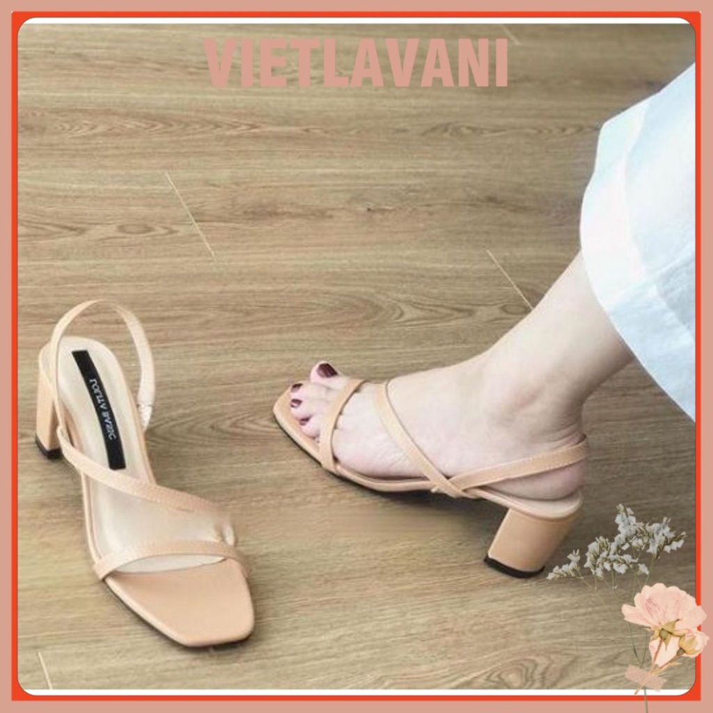 Sandal cao gót nữ quai ngang dáng hàn quốc cao 5cm - LNS2