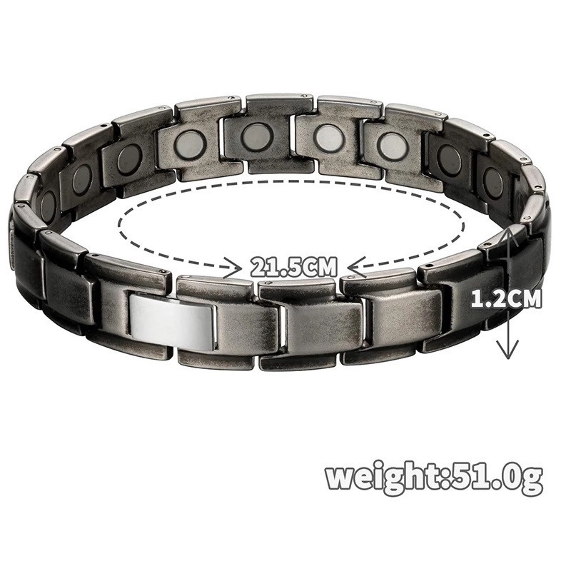 Vòng Tay Thép Titan Đen 4 Trong 1 Ion Âm/ Ion Âm/ Nam Châm Chăm Sóc Sức Khỏe