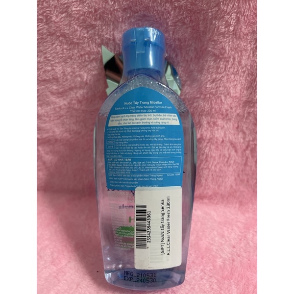 (105000đ giảm còn...)Nước tẩy trang Micellar Senka ALL Clear Water Fresh