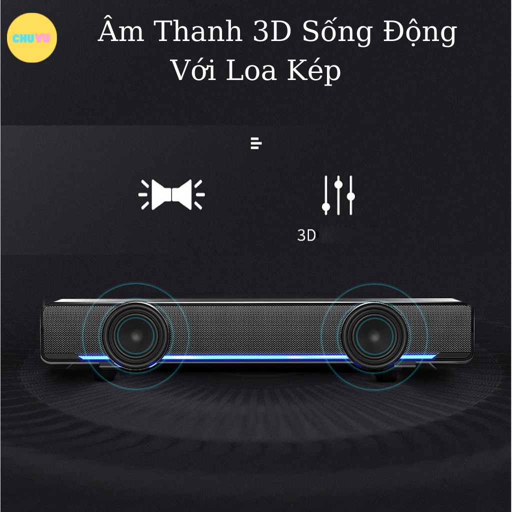 Loa máy tính bluetooth, Loa vi tính SADA V-196 siêu trầm có dải đèn led cao cấp thích hợp với cả tivi laptop điện thoại