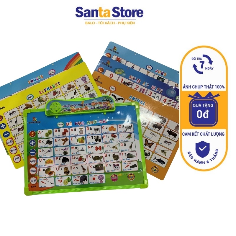 Bảng chữ cái điện tử thông minh dạy học âm vần tiếng Việt 7 chủ đề cho bé hàng Nguyên Khải chính hãng