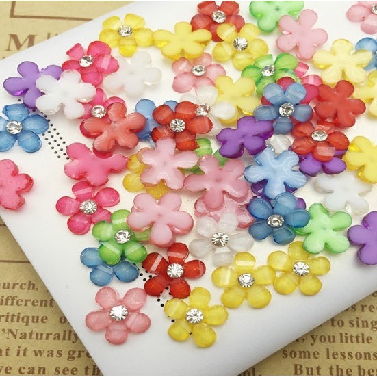 Set 20 phụ kiện hoa nhựa 10mm đính trang trí móng nghệ thuật