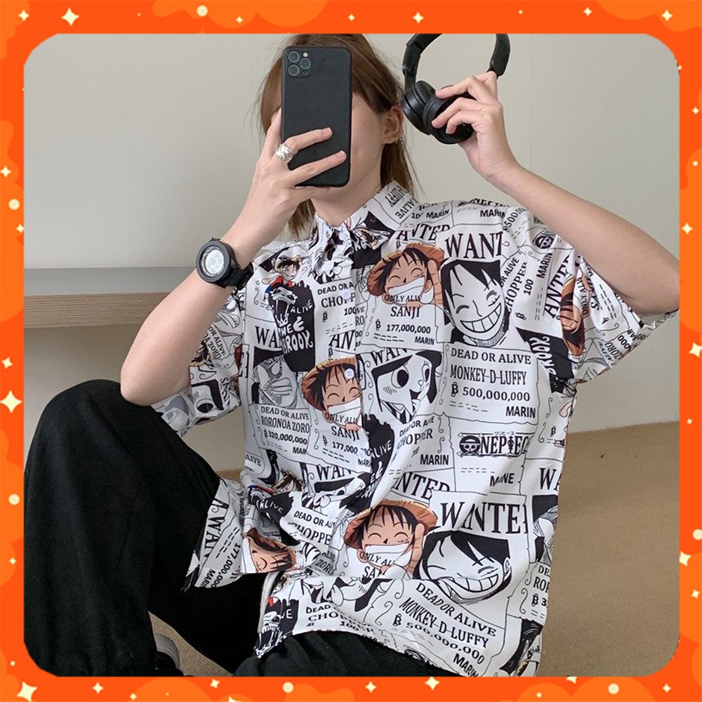 Áo Sơ Mi Nam/Nữ Mốc, Áo Sơ Mi TRUYỆN TRANH ONE PIECE Form Rộng Unisex, Phong Cách Ullzang