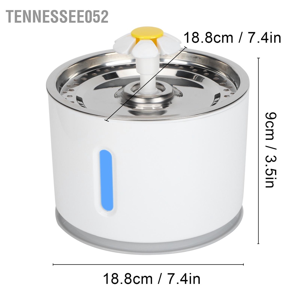 Tennessee052 Máy uống nước tự động bằng thép không gỉ 100‑240V cho thú cưng