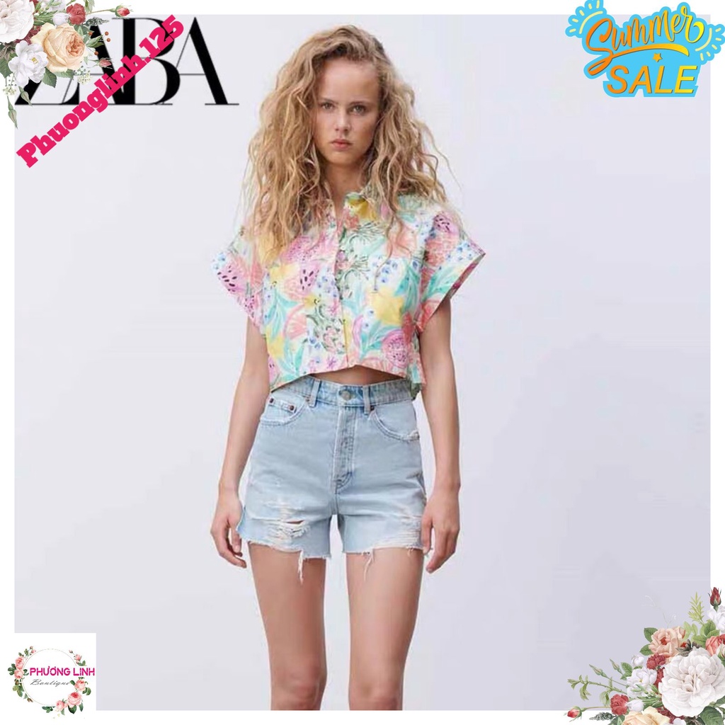 [Mã FAMARAL1 giảm 10K đơn 50K] ÁO HOA ZR CROP CỰC HOT