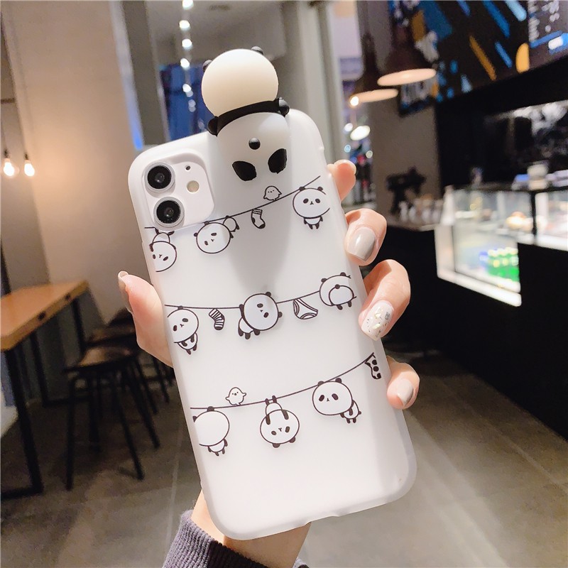 Ốp lưng OPPO A91 A83 A71 A57 A39 A37 A37F F3 Reno 3 Realme 6 5 3 C15 C12 C11 Pro 2020 3D Cartoon cute Panda soft TPU Case Cover+Doll