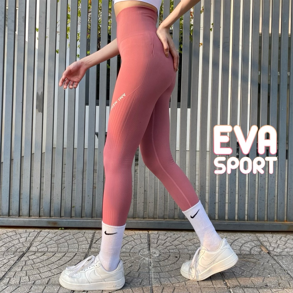 Quần tập legging cạp cao AMI MEDEA siêu nâng mông tập gym, yoga, chạy bộ, co dãn 4 chiều, siêu thoáng mát Evasport