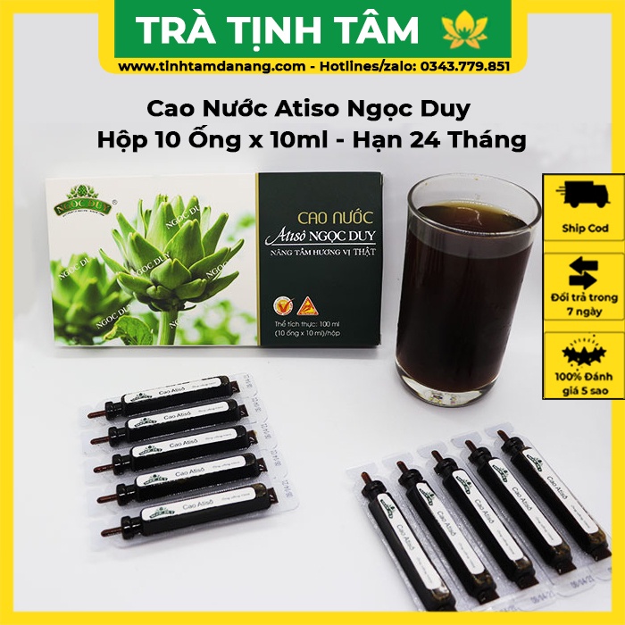 Cao nước Atiso Ngọc Duy hộp 10 ống hỗ trợ thanh nhiệt giải độc, Đặc sản Đà Lạt làm quà