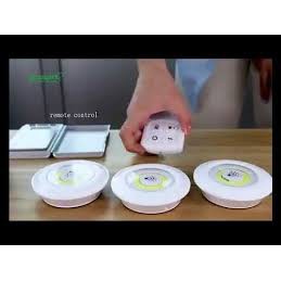 Đèn led dán tường thông minh 💡 𝑺𝑰𝑬̂𝑼 𝑺𝑨́𝑵𝑮💡  treo cầu thang phòng ngủ gắn tủ trang trí - Bộ 3 bóng mini Điều khiển từ xa