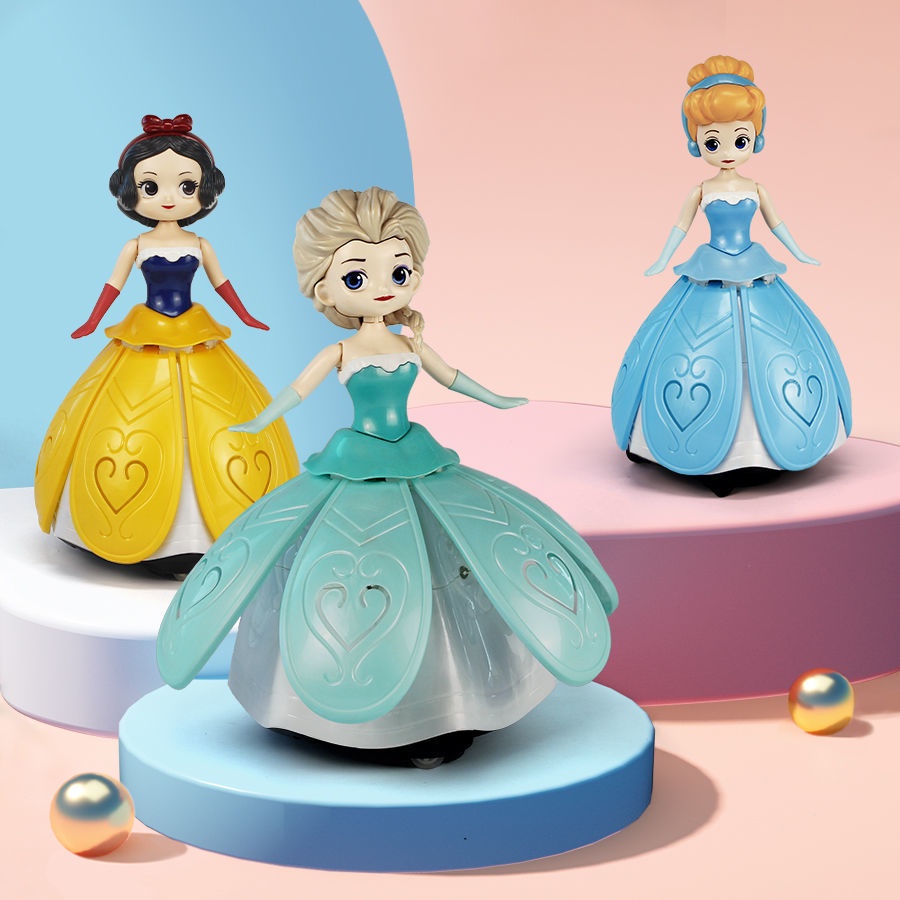 Đồ chơi búp bê công chúa Elsa nhảy múa xoay tròn phát nhạc có đèn, Đồ chơi công chúa Elsa giúp bé phát triển tư duy