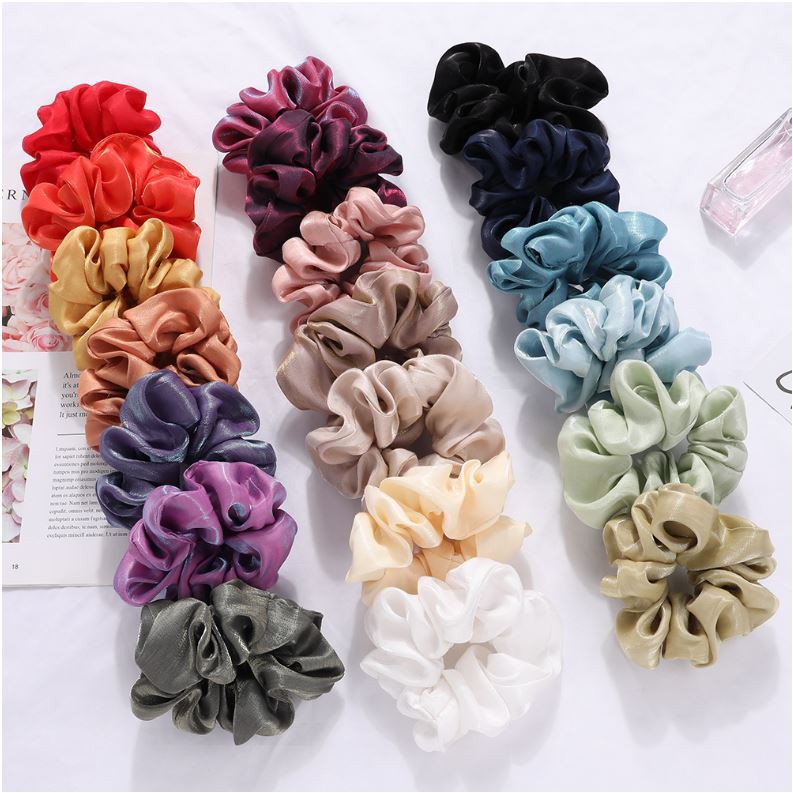 Buộc tóc scrunchies lụa nhũ nhiều màu siêu đẹp Orin K1112