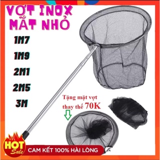   Tặng Mặt Vợt Thay Thế 50k   Vợt Cá Inox Gấp Gọn Vành Tròn Lưới Mắt lưới nhỏ 1m7-3m- HM2K MALL 