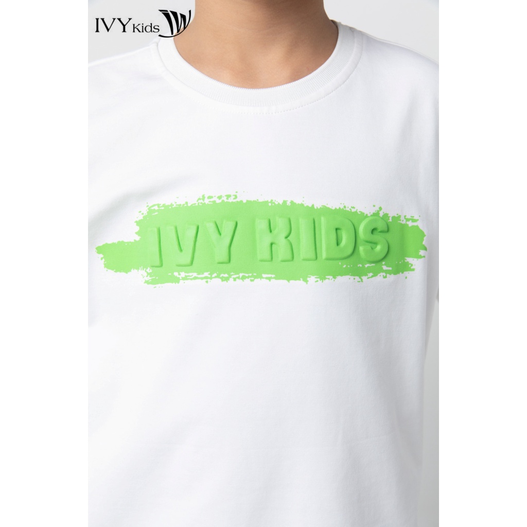 Áo thun bé trai chữ nổi IVY moda MS 58K1381