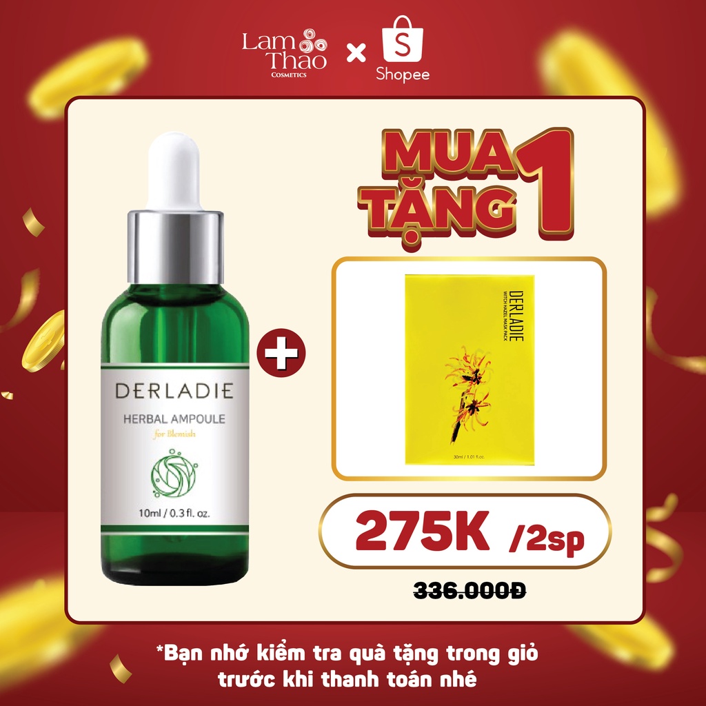 Tinh Chất Chấm Mụn Tràm Trà Derladie Herbal Ampoule For Blemish 10ml