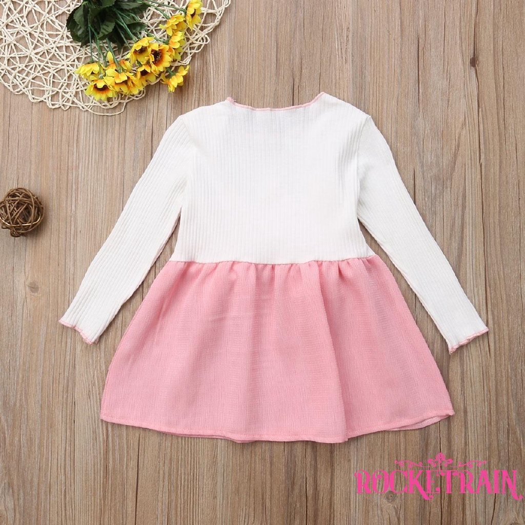 Đầm công chúa thắt nơ màu hồng thời trang cho bé gái