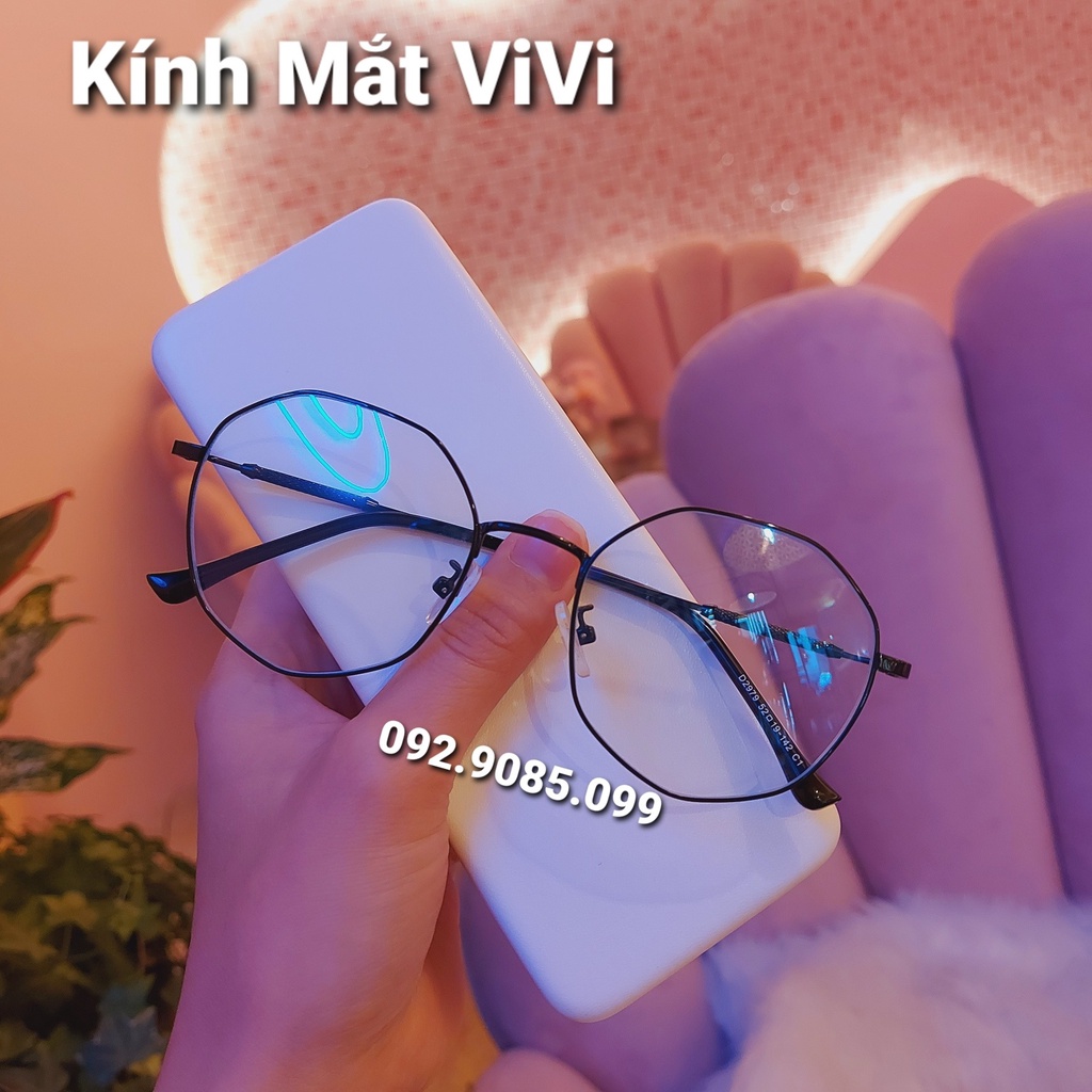 Gọng kính cận thời trang nam nữ VIVI, mắt kính Unisex dáng đa giác dễ đeo chất liệu kim loại V2979