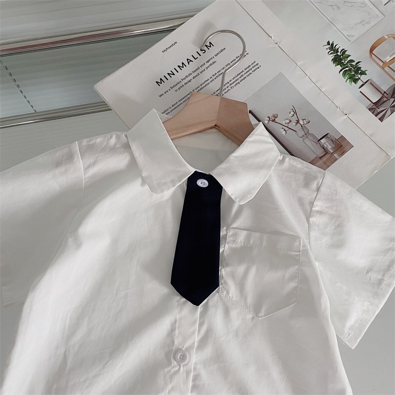 Bộ Đồng Phục Áo Tay Ngắn Và Chân Váy Xếp Ly Phong Cách Preppy Hàn Quốc Thời Trang Mùa Hè Cho Bé Gái