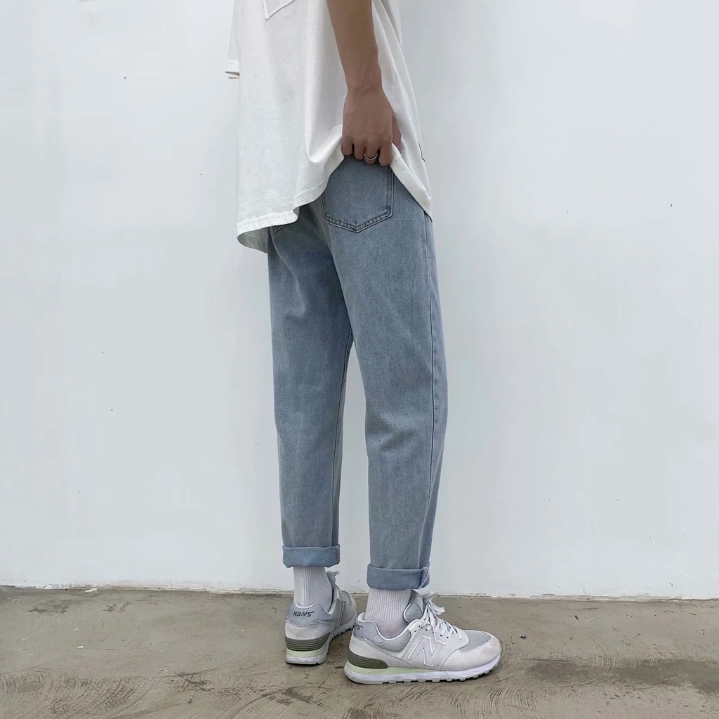 Quần jeans baggy nam ống suông rộng màu xanh, đen vải bò dày dặn T1 - GenZ Store HN