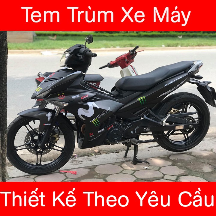 Tem Trùm Xe Exciter 150 Movistar Đen Lỳ