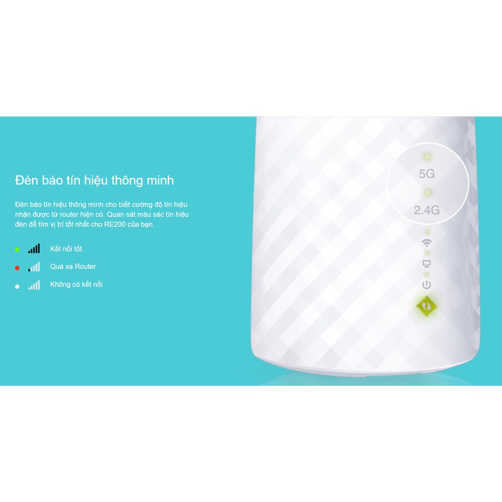 TP-Link AC 750Mbps Bộ mở rộng sóng Wifi Tăng cường vùng phủ Wifi - RE200 - Hàng Chính Hãng | BigBuy360 - bigbuy360.vn