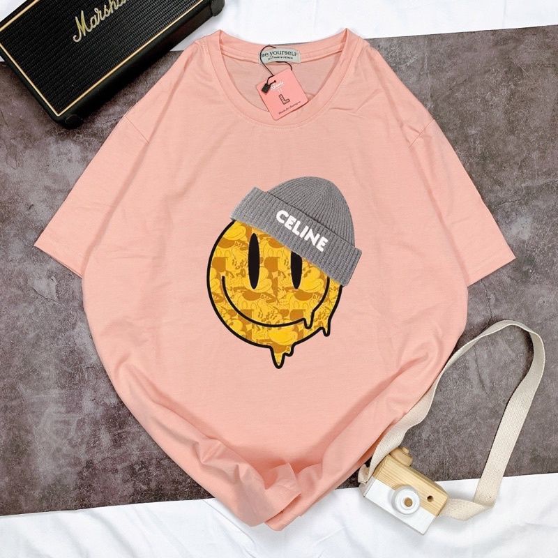 Áo Thun Tay Lỡ Cotton Form Rộng Unisex Mặt Cười CLINE