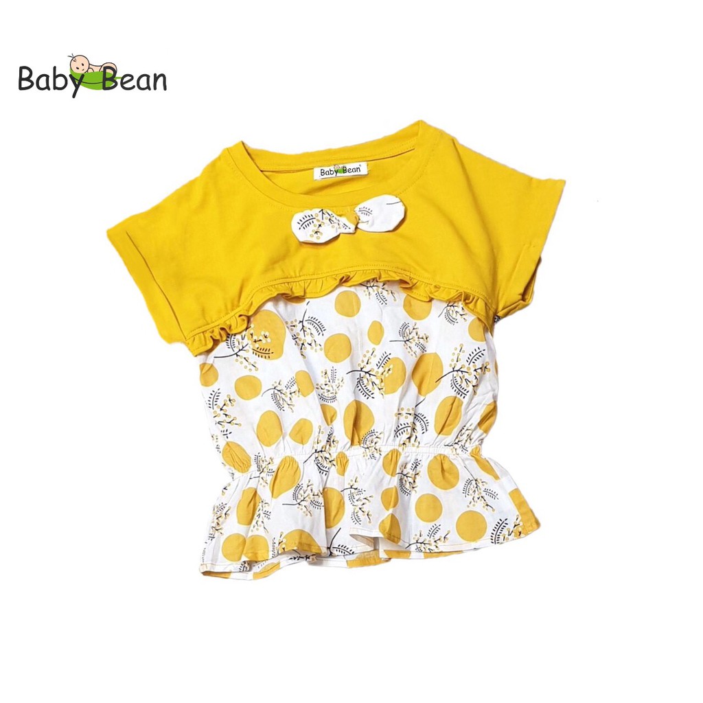 Áo Thun Cotton Nơ Bông Tay Cánh Tiên Nhí Bé Gái BabyBean