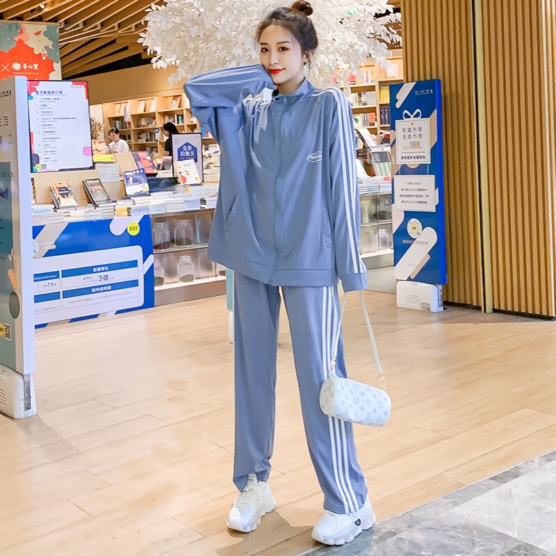 Sét Bộ Thể Thao VATI Unisex Phối 3 Sọc Bộ Thể Thao Nam Nữ Chất Cotton Co Dãn Nhẹ Form Dưới 65kg