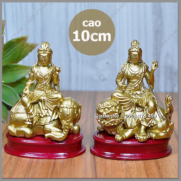 Bộ 2 Tượng Đại Bồ Tát Văn Thù &amp; Phổ Hiền - Cao 10cm - 6866.1