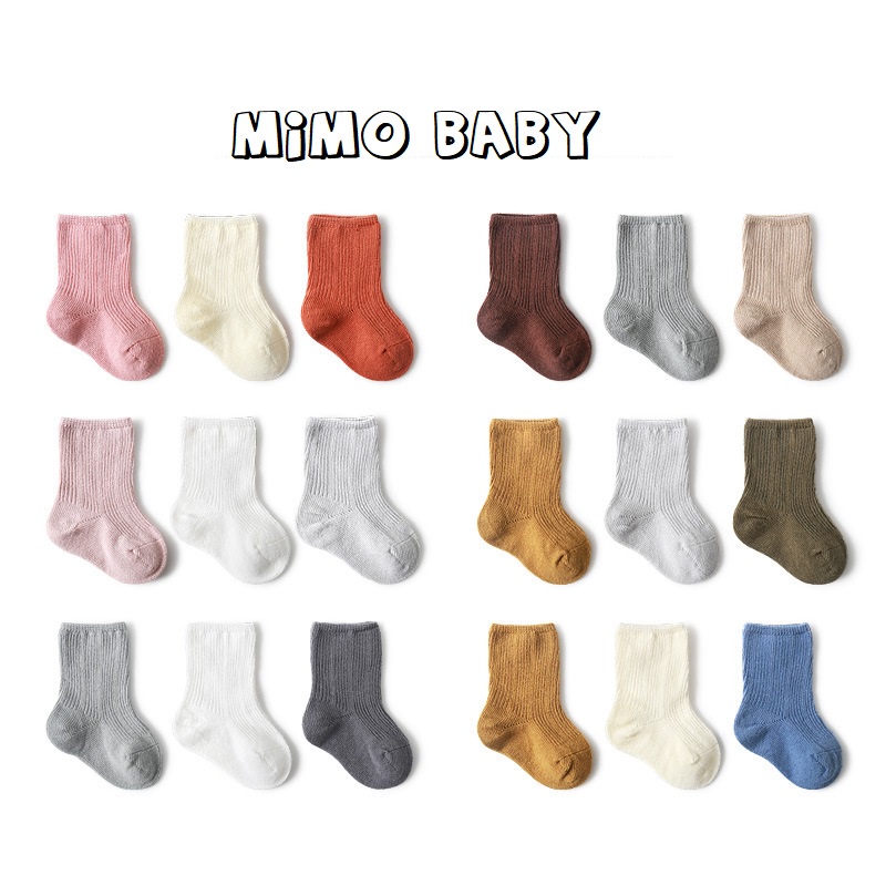 Set 3 đôi tất vớ trơn tone màu hàn quốc cho bé Mimo baby T04