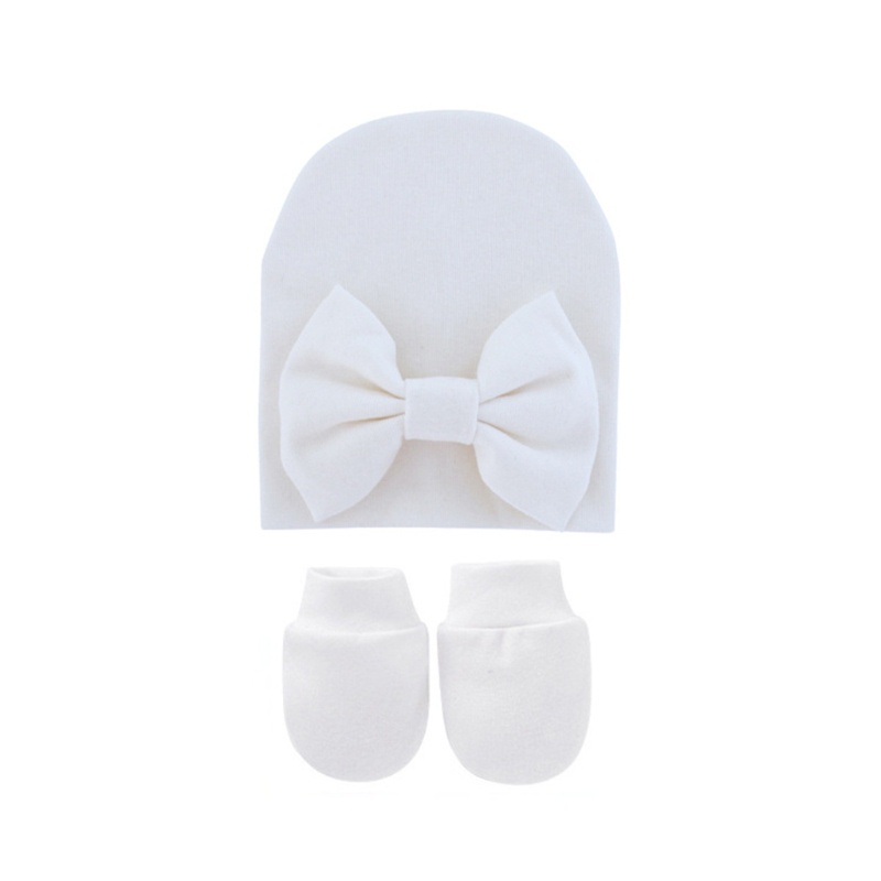Set 2 Găng Tay Cotton Mềm Mại Đính Nơ Chống Xước Cho Bé Sơ Sinh 0-3 Tháng Tuổi