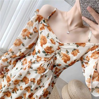 ODER đầm hoa nhúng ngực hai dây
