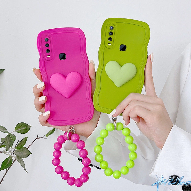 Ốp Điện Thoại Màu Xanh Lá 3D Cho Vivo Y11 Y15 Case Y12 Y17 U10 Y33S Y21T Y33T Y21 V9 Y85 V20 Pro S1 Y19 Y20 Y20i Y12S Y12A Y20S