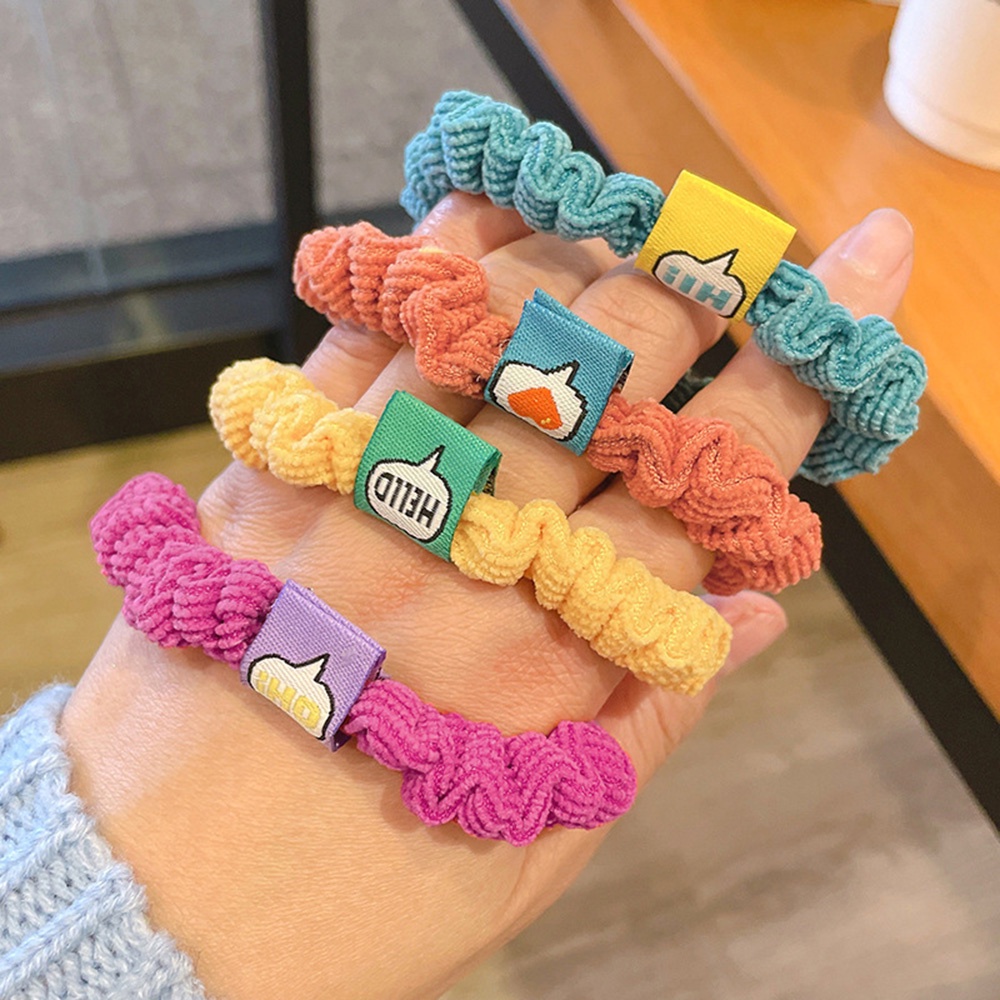 Dây Buộc Tóc Co Giãn Họa Tiết Bông Hoa Mặt Cười Màu Sắc Ngọt Ngào Phong Cách Hàn Quốc Cho Nữ