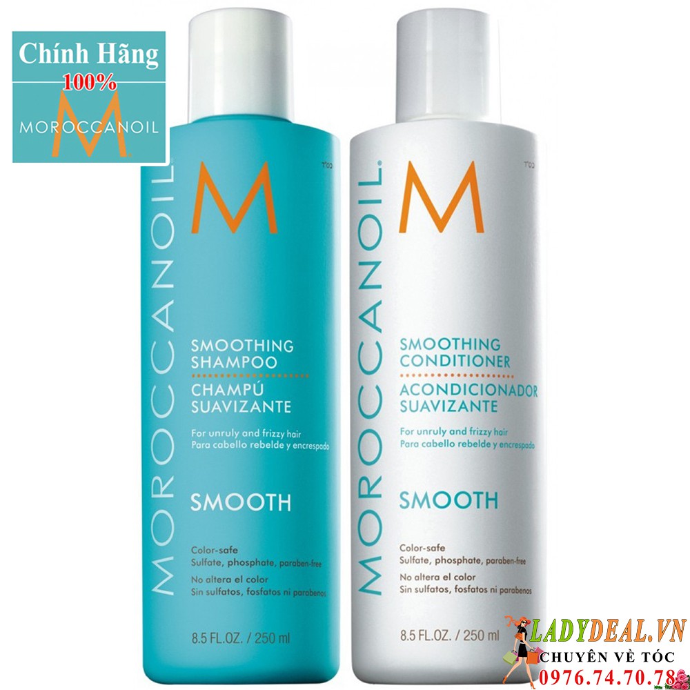 Dầu Gội và Xả Moroccanoil smooth suông mượt 250ml