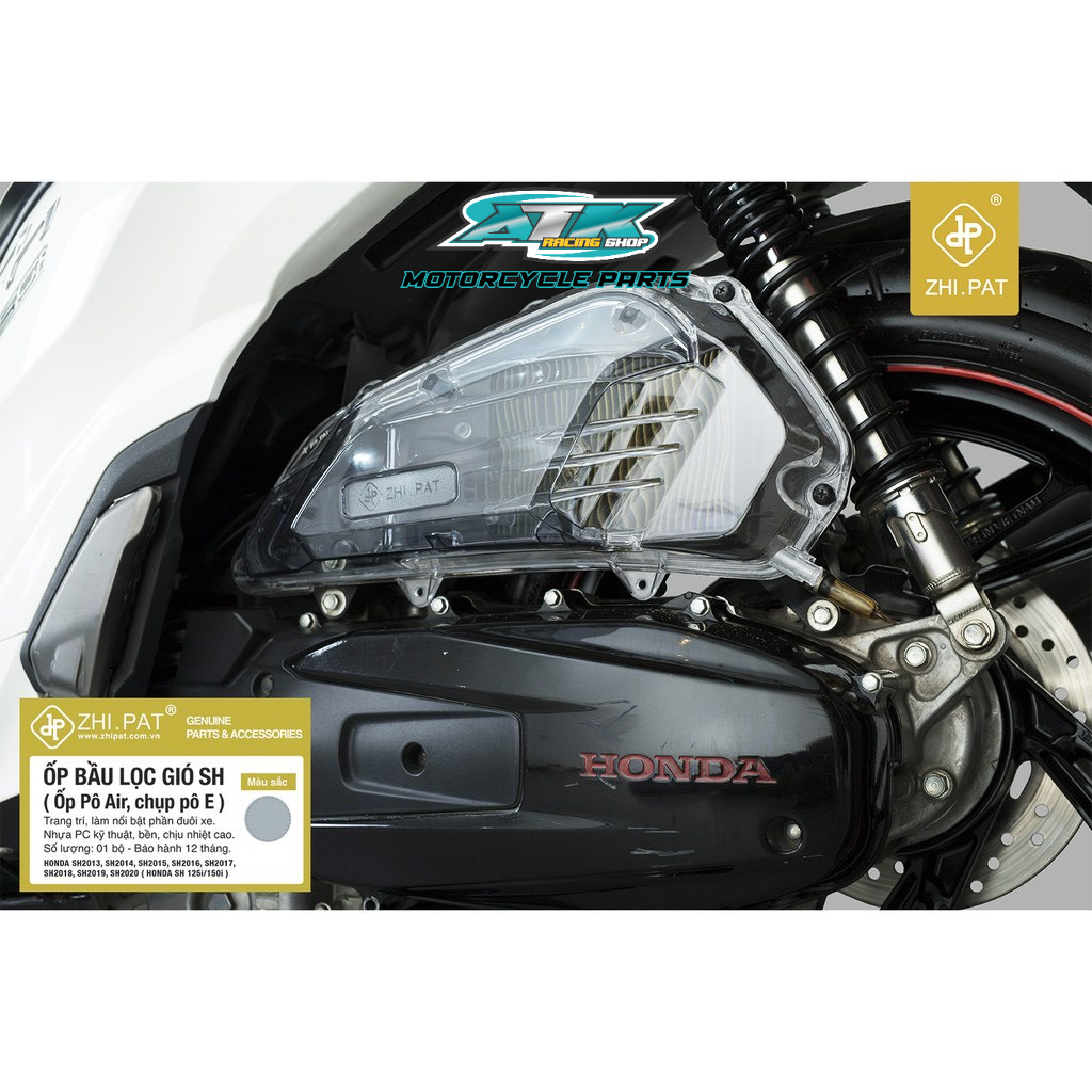 Ốp pô e bầu lọc gió ZHI.PAT dành cho xe HONDA SH 2013 đến 2022 đủ màu sắc chất liệu nhựa kỹ thuật, cứng, bền bỉ