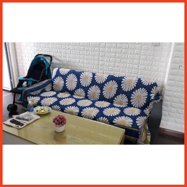 [HOT] Thảm Sofa, Thảm Trang Trí Thổ Cẩm Cotton Fabric - 130cm x 180cm Hoa Cúc