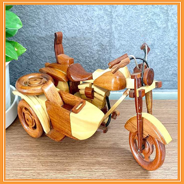 MÔ HÌNH XE MÔ TÔ THÙNG HARLEY - GỖ GÕ ĐỎ + LÒNG MỨC - SIZE LỚN
