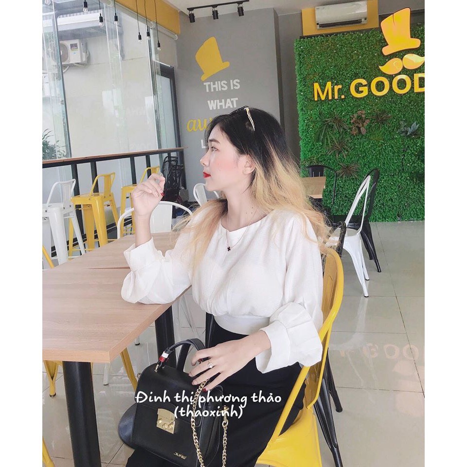 SET ÁO VOAN THẮT NƠ LƯNG MIX QUẦN ỐNG SUÔNG ỐNG SỚ ULZZANG -(Sắn) | BigBuy360 - bigbuy360.vn