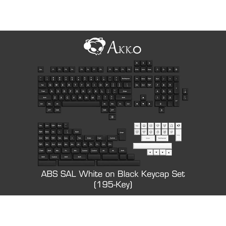 Bộ keycap AKKO White on Black WoB