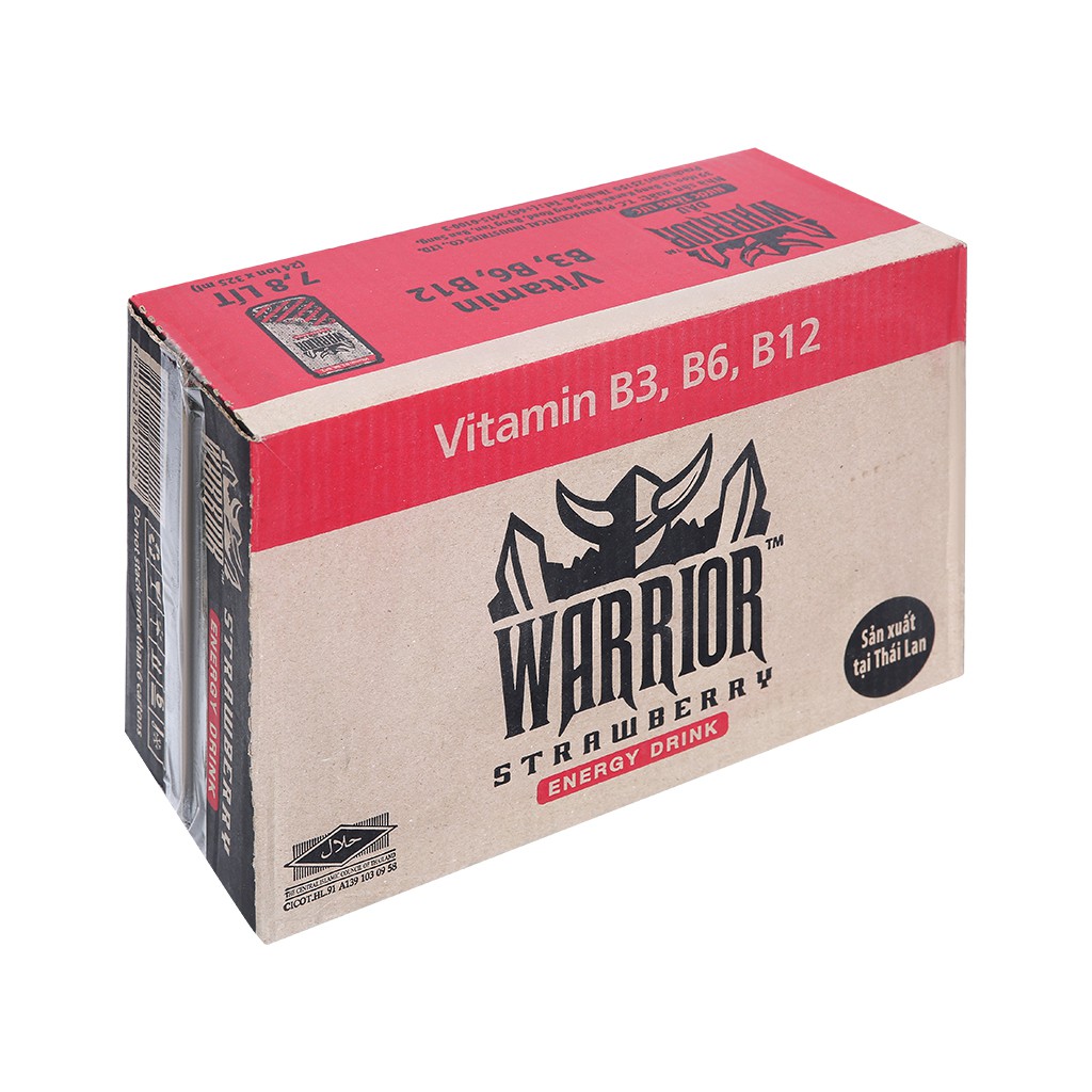 24 lon nước tăng lực Warrior hương dâu 325ml