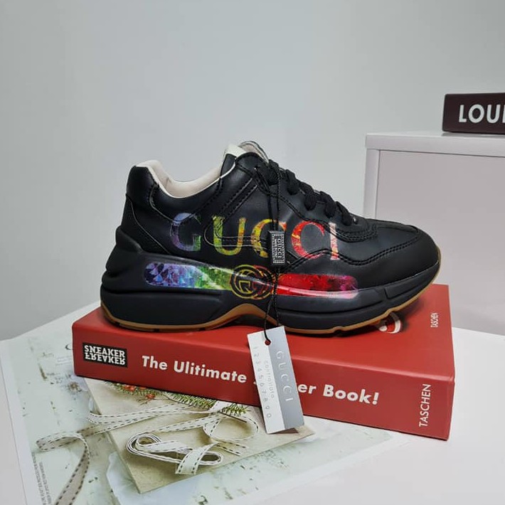 Giày Thể Thao Nữ - Sneaker Gucci Đen Cực Chất, Thiết Kế Hiện Đại Năng Động Thoải Mái Trong Từng Bước Chân