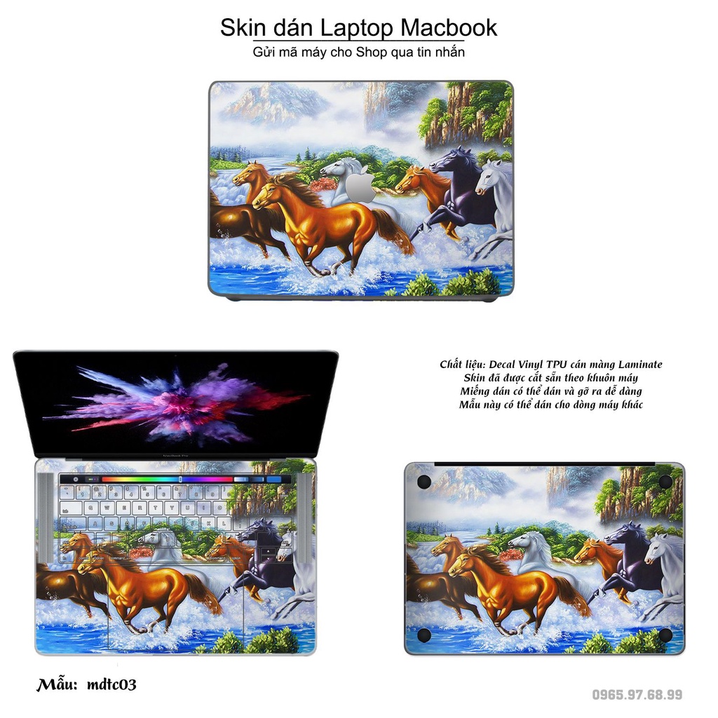 Skin dán Macbook mẫu Mã Đáo Thành Công (đã cắt sẵn, inbox mã máy cho shop)