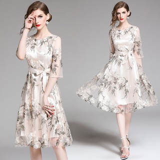 Đầm Hoa Tay Lửng Thanh Lịch Cho Nữ