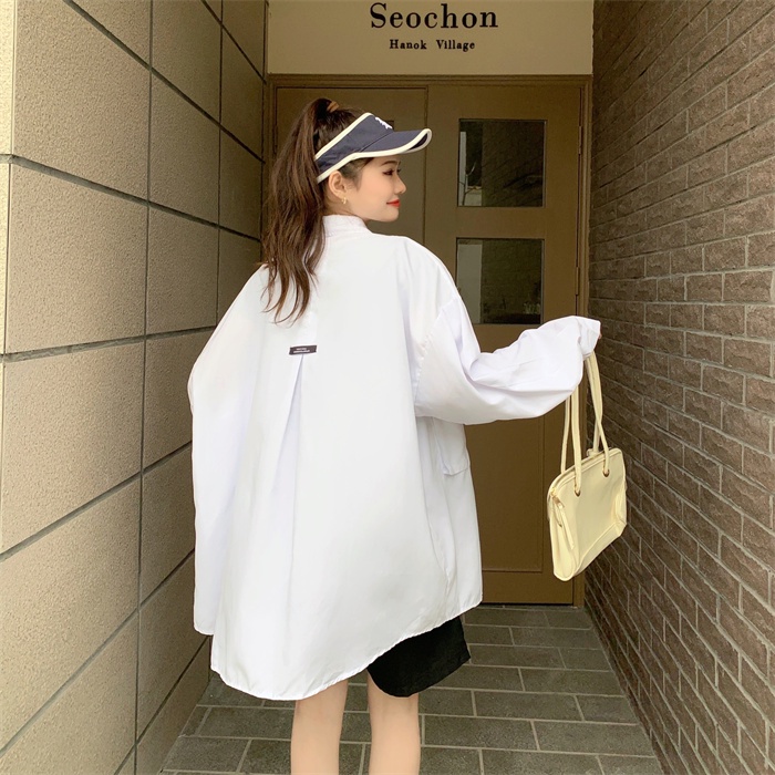 Áo sơ mi SUXI tay dài dáng rộng đơn giản thời trang cho nữ