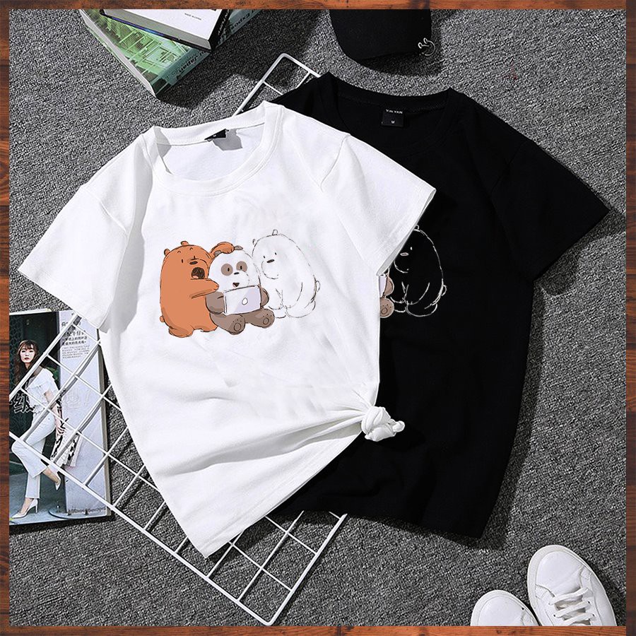 Áo thun nữ form rộng tay lỡ 3 chú gấu dễ thương vải dày mịn 2020TN1037