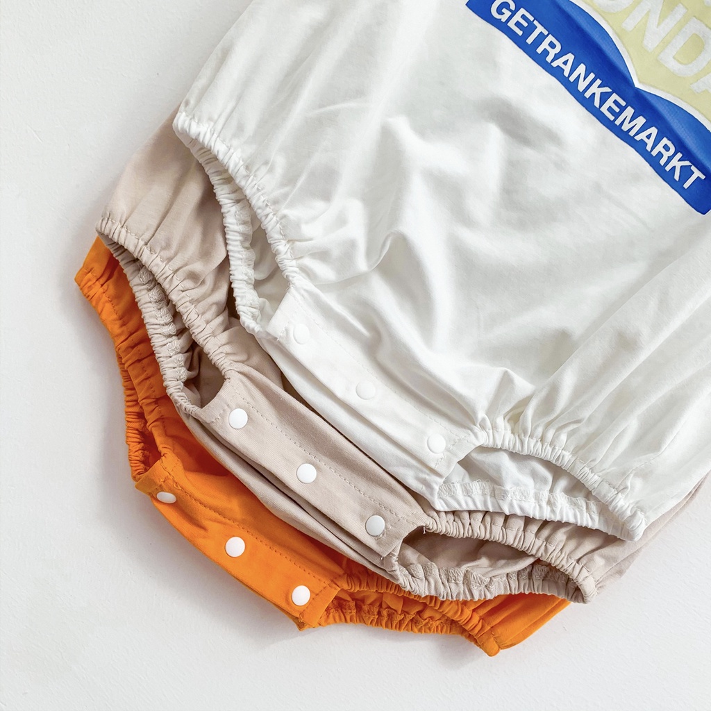 Áo Liền Quần Cho Bé Sơ Sinh Bằng Cotton Dáng Rộng Tay Ngắn In Chữ Thời Trang Mùa Hè