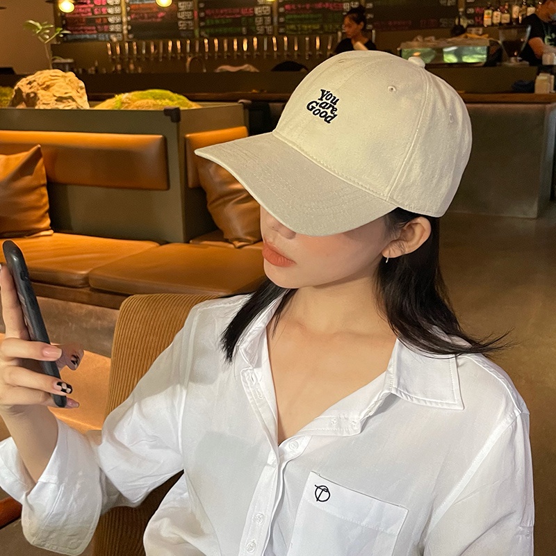 Mũ lưỡi trai cotton thêu chữ tiếng anh đơn giản phong cách thời trang Hàn Quốc cho nữ